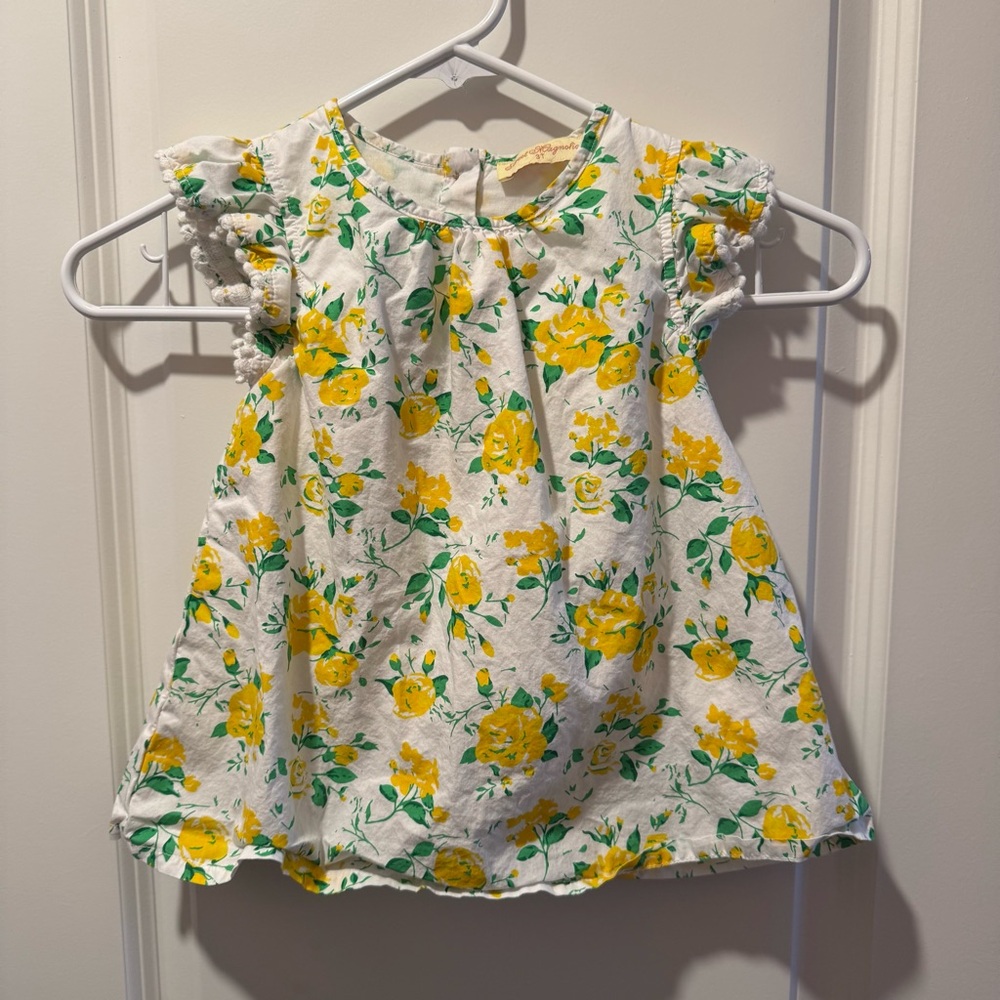 Sweet Magnolia Kids Floral Yellow and Green Blouse